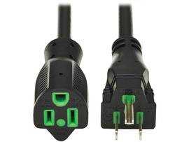 TRIPP LITE SAFE-IT ANTIBACTERIAL HOSPITAL-GRADE EXTENSION CORD, 5-15P TO 5-15R - GREEN DOT, 13A, 125V, 16 AWG, BLACK, 15 FT. (4.6 M)