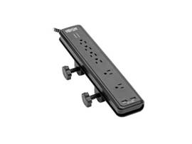 TRIPP SAFE-IT 6-OUTLET SURGE PROTECTOR 2 USB PORTS 8 FT CORD 5-15P PLUG 2100 JOULES ANTIMICROBIAL PROTECTION BLK