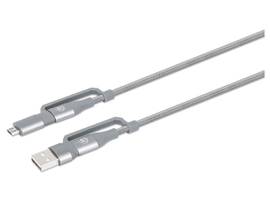 USB-C MALE TO USB-C MALE WITH USB-A AND MICRO-B USB ADAPTERS 480 MBPS 3 A / 60 W 1 M (3.3 FT.) BRAIDED DESIGN SPACE GRAY