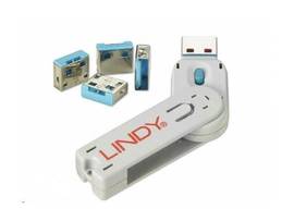 GAMBER LINDY USB PORT BLOCKERS WITH KEY - 4 PACK PORT BLOCKERS, 1 KEY. (BLUE)