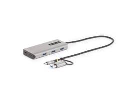 STARTECH USB-C MULTIPORT ADAPTER W/ATTACHED USB-C TO USB-A DONGLE, DUAL HDMI (4K30HZ/108060HZ), 3X USB-A, MINI LAPTOP DOCKING STATION, TRAVEL DOCK, 1.