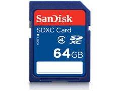SANDISK 64GB SD XC MEMORY CARD, CLASS 4