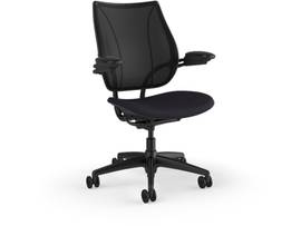 LIBERTY TASK CHAIR WITH BLACK FRAME AND HEIGHT-ADJUSTABLE ARMS - GRAPHITE CORDE 4 FABRIC