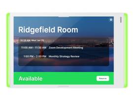 CRESTRON 7 IN. ROOM SCHEDULING TOUCH SCREEN FOR ZOOM ROOMS SOFTWARE, WHITE SMOOTH, INCLUDES ONE TSW-770-LB-W-S LIGHT BAR