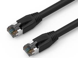 AXIOM 50FT CAT8 2000MHZ S/FTP SHIELDED PATCH CABLE SNAGLESS BOOT (BLACK)