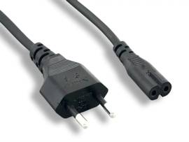 MONOPRICE POWER CORD - CEE 7/16 (EUROPLUG) TO IEC 60320 C7 (NON-POLARIZED)_ 18AWG_ 2-PRONG_ BLACK_ 6FT