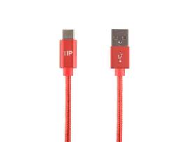 MONOPRICE PALETTE SERIES USB 2.0 TYPE-C TO TYPE-A CHARGE & SYNC NYLON-BRAID CABLE_ 10FT_ RED