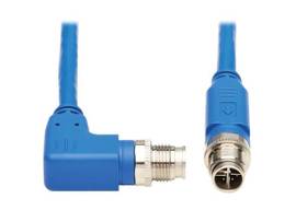 TRIPP M12 X-CODE CAT6 1G UTP CMR-LP ETHERNET CABLE RIGHT-ANGLE M/M IP68 POE BLUE 1 M 3.3 FT