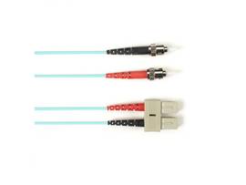 1-m, ST-SC, 50-Micron, Multimode, PVC, Aqua Fiber Optic Cable