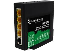 BRAINBOXES,HARDENED INDUSTRIAL 5 PORT POE 10/100 FAST ETHERNET SWITCH -40F TO +158F