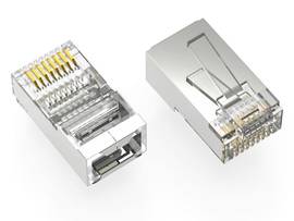 AXIOM RJ45 CAT5E SHIELDED PLUG, SOLID/STRANDED WIRE, 50 MICRON, 100-PACK