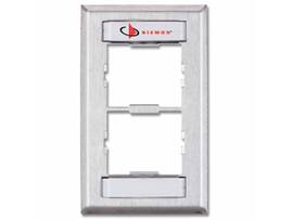 SIEMON FACEPLATE, SINGLE GANG, 2 OPENINGS, MX, WHITE