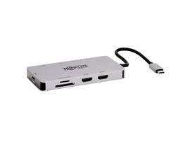 TRIPP USB-C DOCK DUAL DISPLAY 4K 60 HZ HDMI USB 32 GEN 1 USB-A HUB GBE MEMORY CARD 100W PD CHARGING GRAY