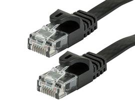 MONOPRICE FLEXBOOT FLAT CAT6 ETHERNET PATCH CABLE - SNAGLESS RJ45_ FLAT_ 550MHZ_ UTP_ PURE BARE COPPER WIRE_ 30AWG_ 7FT_ BLACK