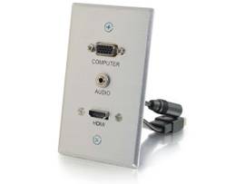 C2G HDMI VGA 3.5MM SINGLE GANG WP ALUM