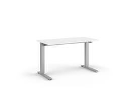 FLOAT SIT/STAND TABLE WITH 24INX48IN WHITE LAMINATE SURFACE, 42IN BASE, REMOVEABLE COUNTERBALANCE CRANK, AND HEIGHT ADJUSTMENT PADDLE ON RIGHT