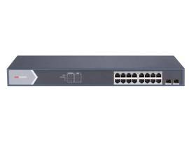 HIKVISION L2, SMART MANAGED, 16 GIGABIT POE PORTS, 2 GIGABIT SFP PORTS, 802.3AF/AT, POE POWER BUDGET 225W, MAX. 300 METER LONG DISTANCE POE TRANSMIS