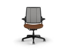 SMART TASK CHAIR WITH BLACK FRAME AND HEIGHT-ADJUSTABLE ARMS - SADDLE CORVARA LEATHER