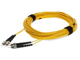 50m ST (Male) to ST (Male) Yellow OS2 Duplex Fiber OFNR (Riser-Rated) Patch Cabl