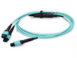 AddOn 15m MP-16 (Female) to 2xMP (Female) OM4 16-strand Crossover Aqua Fiber Ple