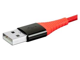 MONOPRICE ATLASFLEX SERIES DURABLE USB 2.0 TYPE-C TO TYPE-A CHARGE AND SYNC KEVLAR-REINFORCED NYLON-BRAID CABLE_ 1.5FT/3FT/6FT_ RED - 3 PACK