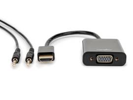 ROCSTOR ROCSTOR PREMIUM HDMI TO VGA + 3.5MM AUDIO ADAPTER - 3IN HDMI/MINI-PHONE/