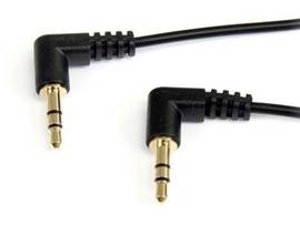 3ft 3.5mm Right Angle Stereo Audio Cable - This 3-foot Slim 3.5mm Right Angle to