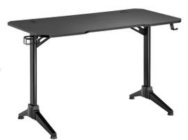 MONOPRICE HOME OFFICE FIXED STEEL FRAME COMPUTER DESK WITH SOLID-CORE 4-FOOT DESKTOP AND ACCESSORY ATTACHMENTS_ BLACK