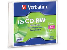 CD-RW 700MB 4X-12X SPEED 1PK SLIM CASE